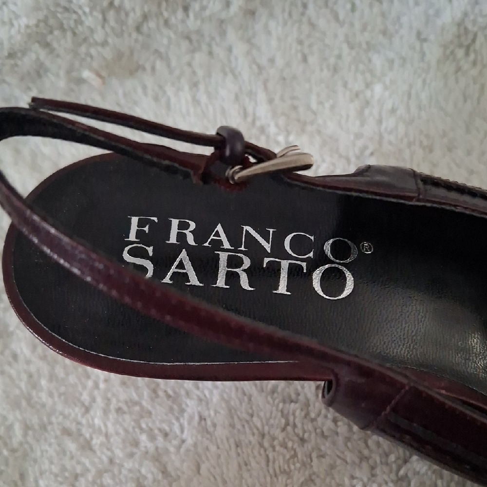 FRANCO SARTO Maroon Slingback Heels - Picture 2 of 10